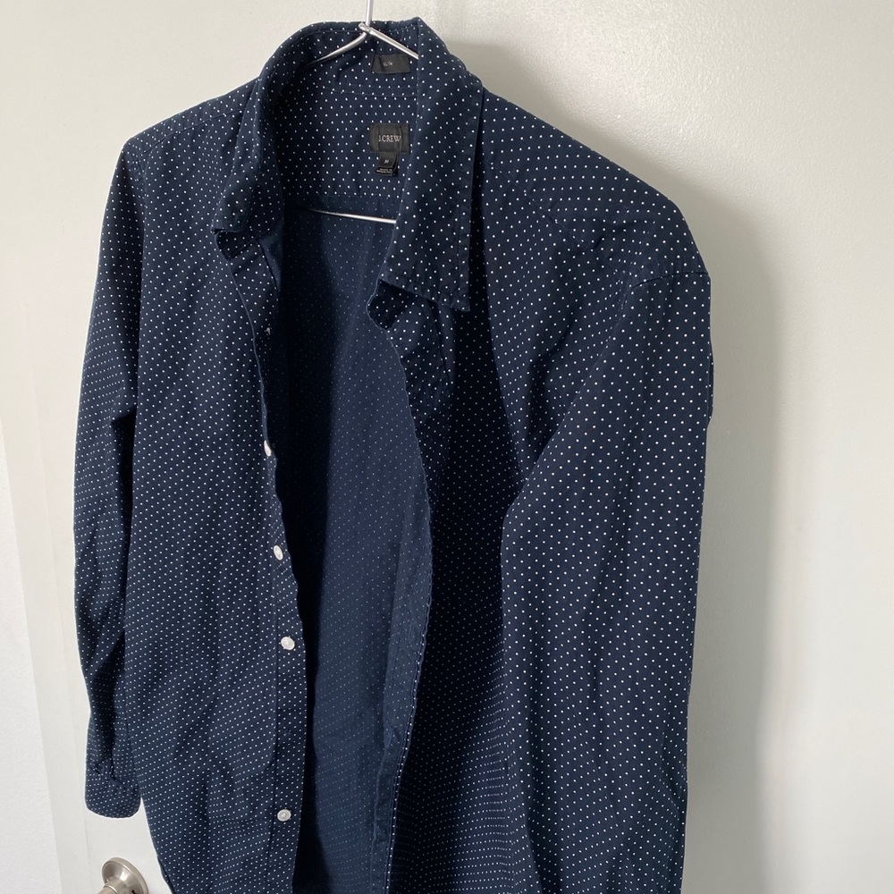 J. Crew Navy Blue Patterned Button Down Slim Medi… - image 4